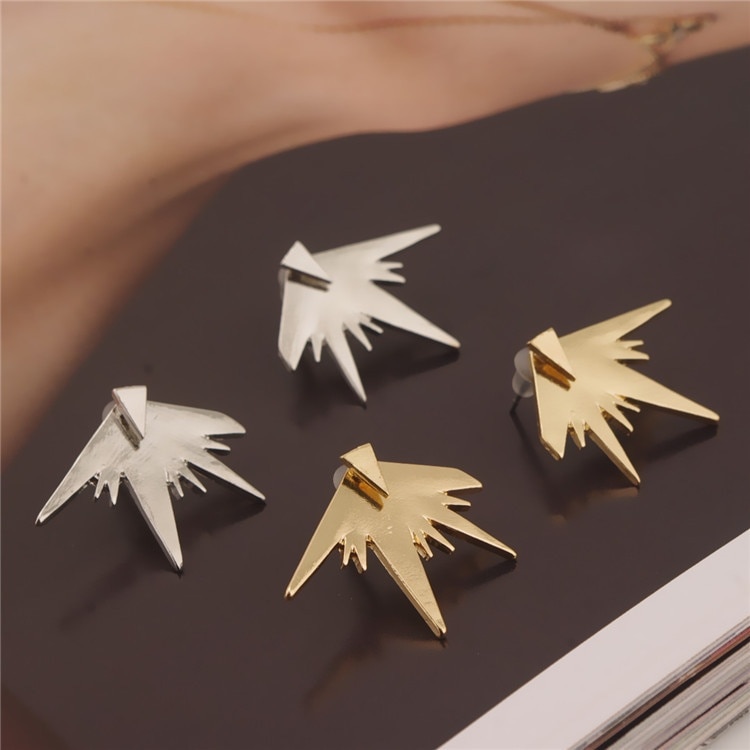 Boucles d&#39;oreilles à pointes avant et arrière pour femmes, Triangle exagéré, vestes, boucles d&#39;oreilles à la