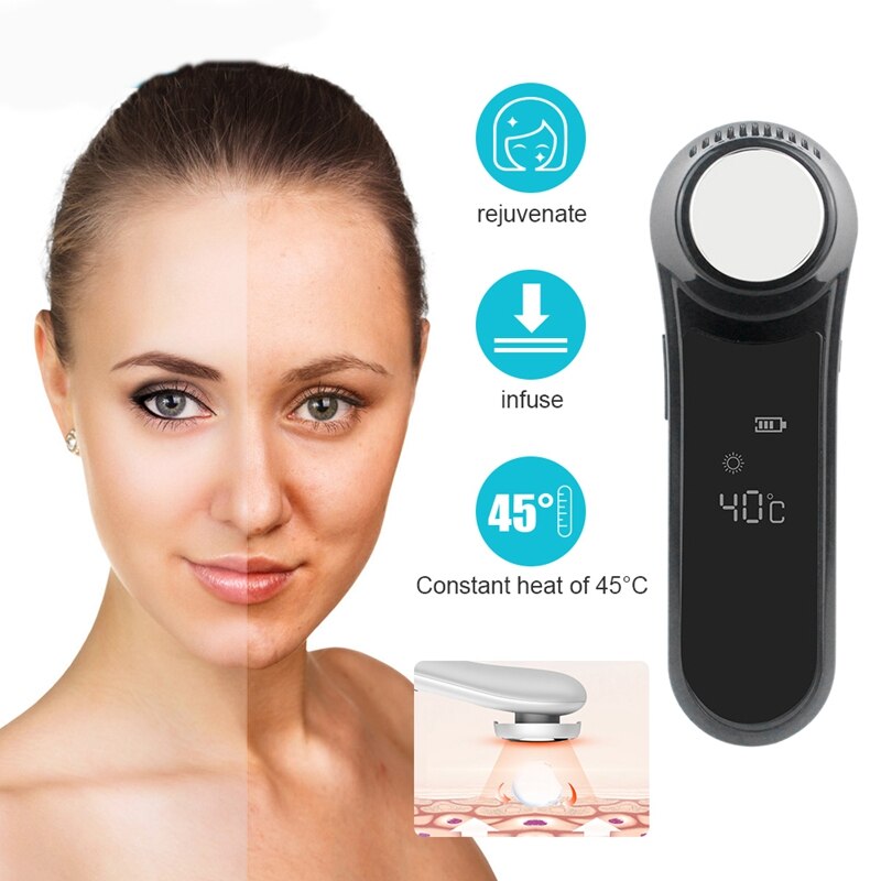 LCD Display Cold Hammer Cryotherapy Facial Lifting Vibration Massager Face Body Spa Ion Beauty Instrument