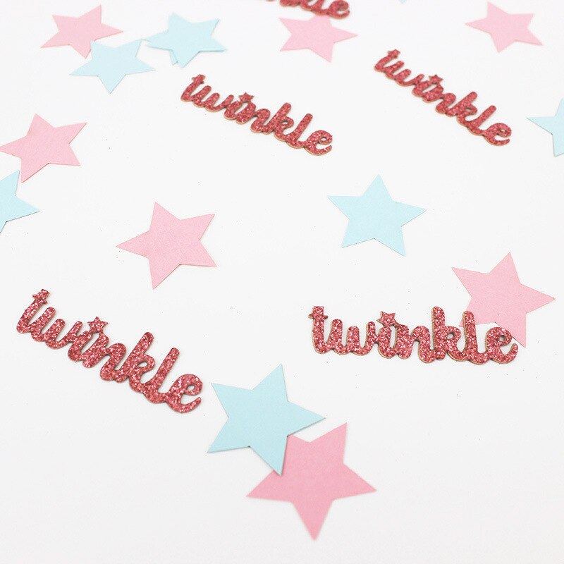 100 stuks roze gouden twinkle star papier confetti babyshower geslacht onthullen snoep gunst doos diy benodigdheden verjaardagsfeest tafeldecoratie