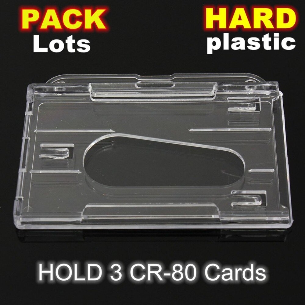 1Pc Card Holders Hard Plastic Double-faced Card Holder Transparent Card Holder Horizontal ID Holders