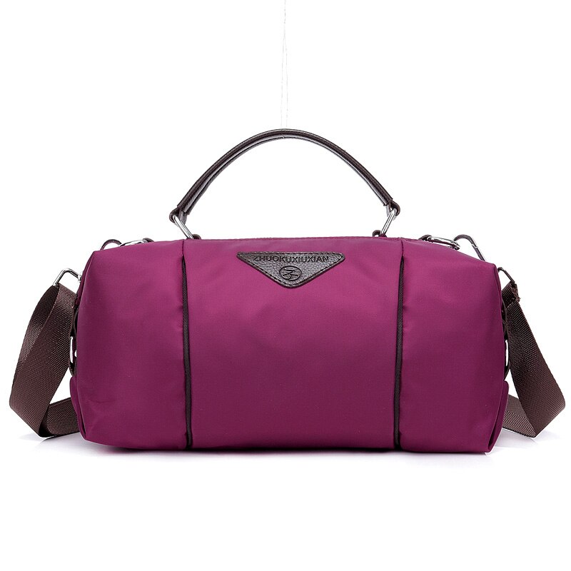 Bolsa de viagem de nylon transversal, bolsa de ombro duffle para bagagem, multifuncional para homens e mulheres, bolsa de mão com alça superior para o fim de semana: ROXO