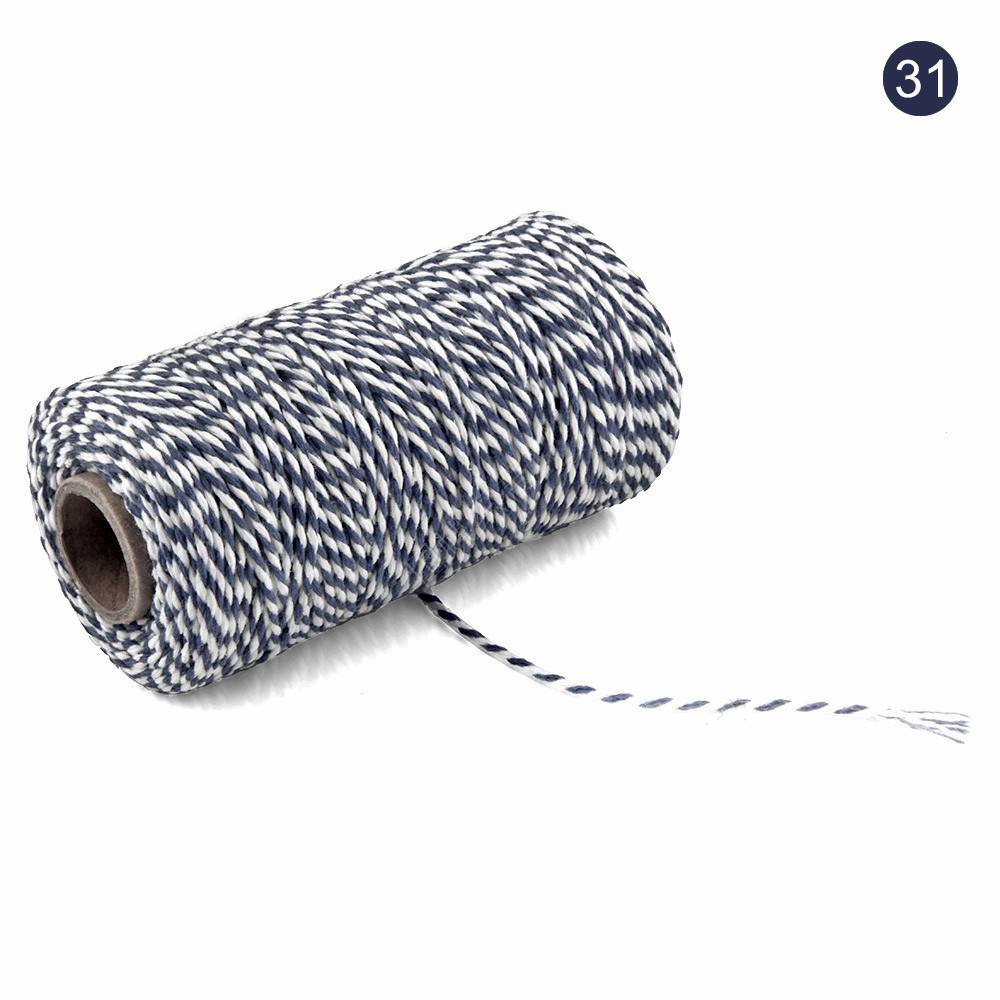 Hilo de algodón colorido para manualidades, hilo de macramé, para envolver , decoración de boda, 100 m/rollo: Navy white