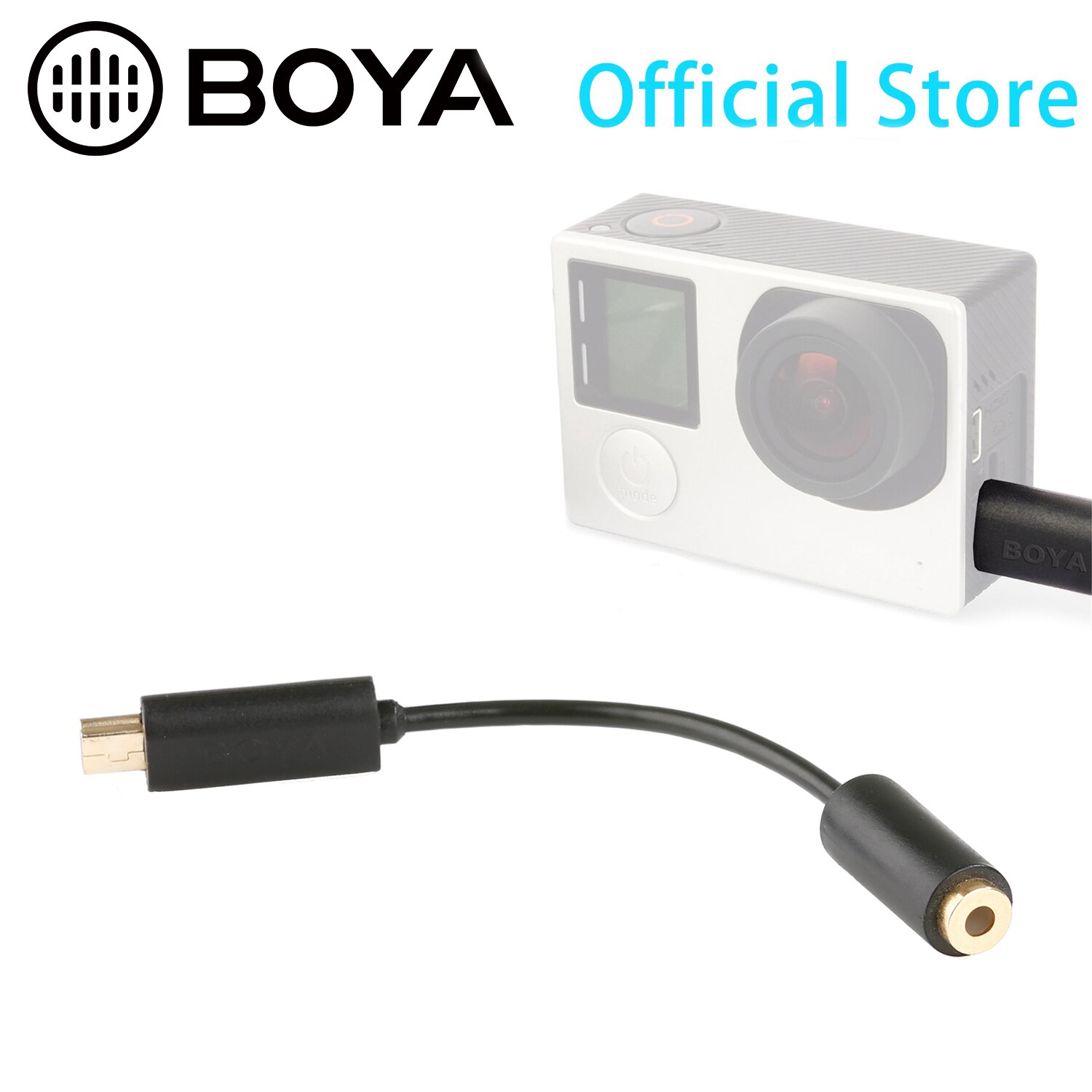 BOYA-Cable Convertidor para cámara GoPro Hero 3 y 4, adaptador BY-GOC DSLR de 3,5mm