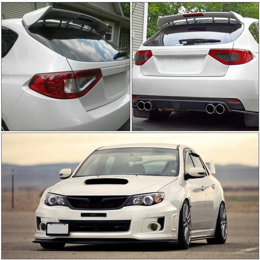 Black Rear Roof Wing Spoiler Riser Lift Extension for Subaru WRX STi Hatchback