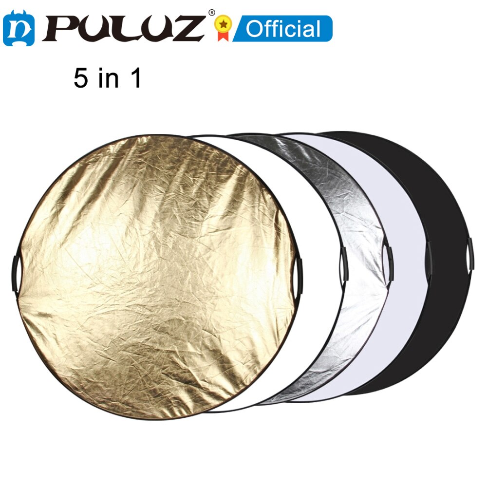 Puluz lysreflektor 5 in 1 studiefotografi lysreflektor håndtag sammenklappelig fotodisk lysreflektor