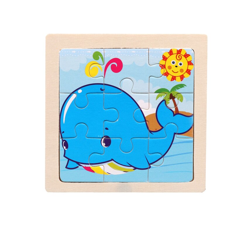 Intelligence Kids Toy Wooden 3D Puzzle Jigsaw Tangram for Children Baby Cartoon Animal/Traffic Puzzles Educational Learning Toys: Whale