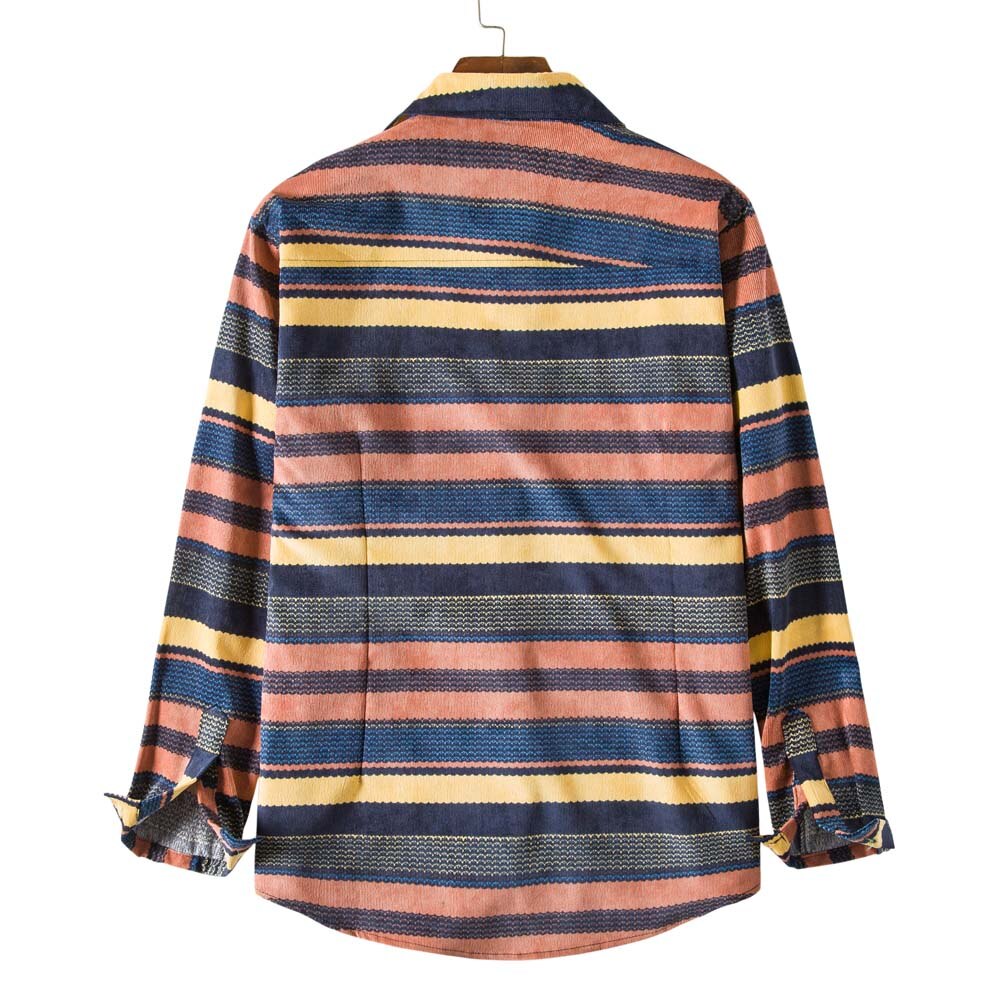 Devil king herenkleding herfstproduct overhemd met corduroy etnische print lange mouwen all-match overhemd