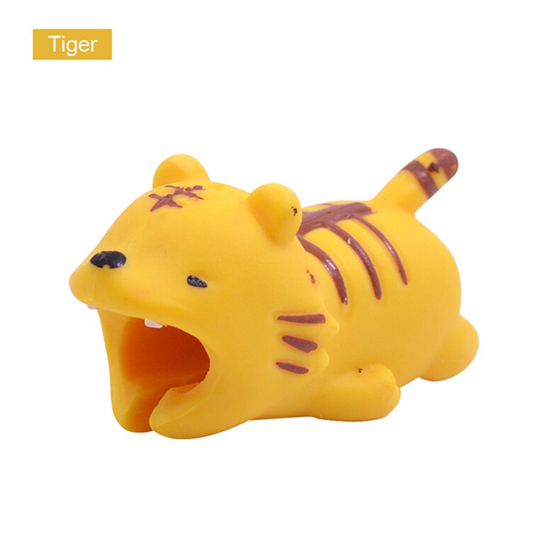 CHIPAL Cute Bites Animal Cable Protector for iPhone USB Charger Cable Organizer Cartoon Wire Winder Bite Chompers Phone Holder: Tiger