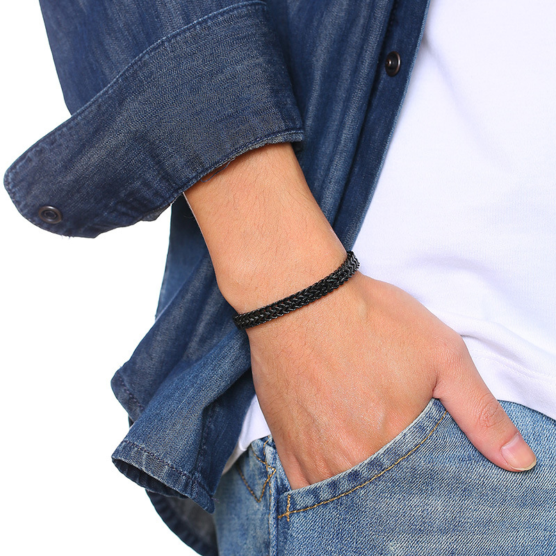 Pulsera de cadena dorada para hombres y mujeres, brazalete de eslabones cubanos de acero inoxidable, joyería de muñeca de de Hip Hop, 2025