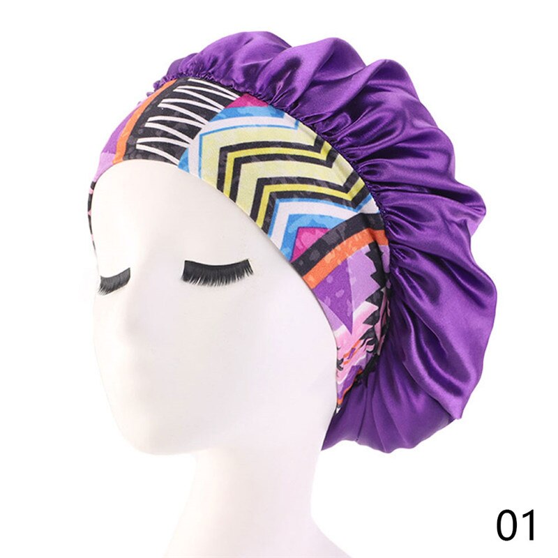 Pañuelo de satén para la cabeza para mujer, gorro elástico para dormir de noche, gorro para el cuidado del cabello, gorro de belleza, banda elástica para la cabeza, 1 unidad: group01
