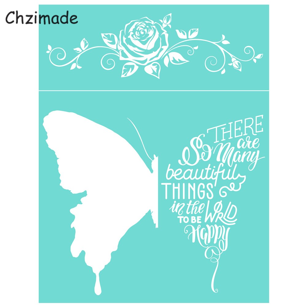 Chzimade-Plantilla de serigrafía autoadhesiva con letras y mariposas, malla de transferencia de 8,5x11 &quot;para camisetas, manualidades hechas a mano, bricolaje: 5