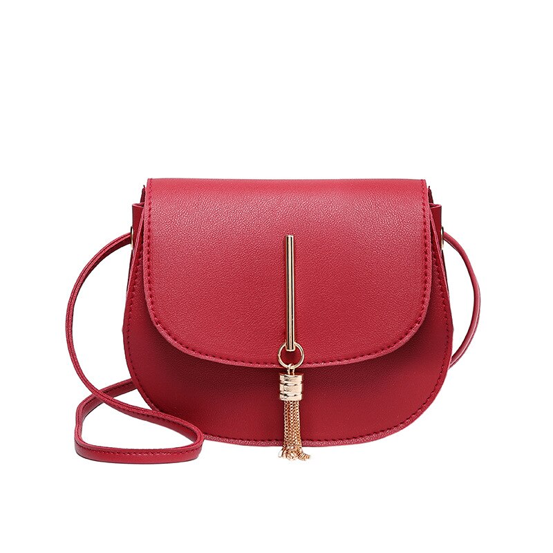 femenina, bolsas de mensajero de hombro con cierre liso de piel sintética, Mini bolso de mano con flecos, borlas y concha, , nueva: red