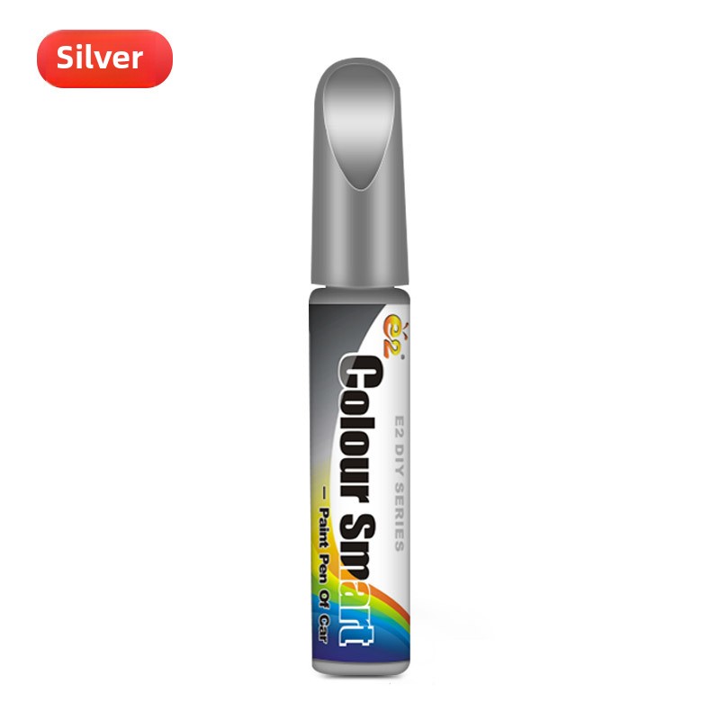 Auto Touch Up Paint Pen - Krasreparatieset voor auto's, vrachtwagens en SUV's - Hoogglans verffuller met borstel en fijne punt (7 kleuren): Zilver