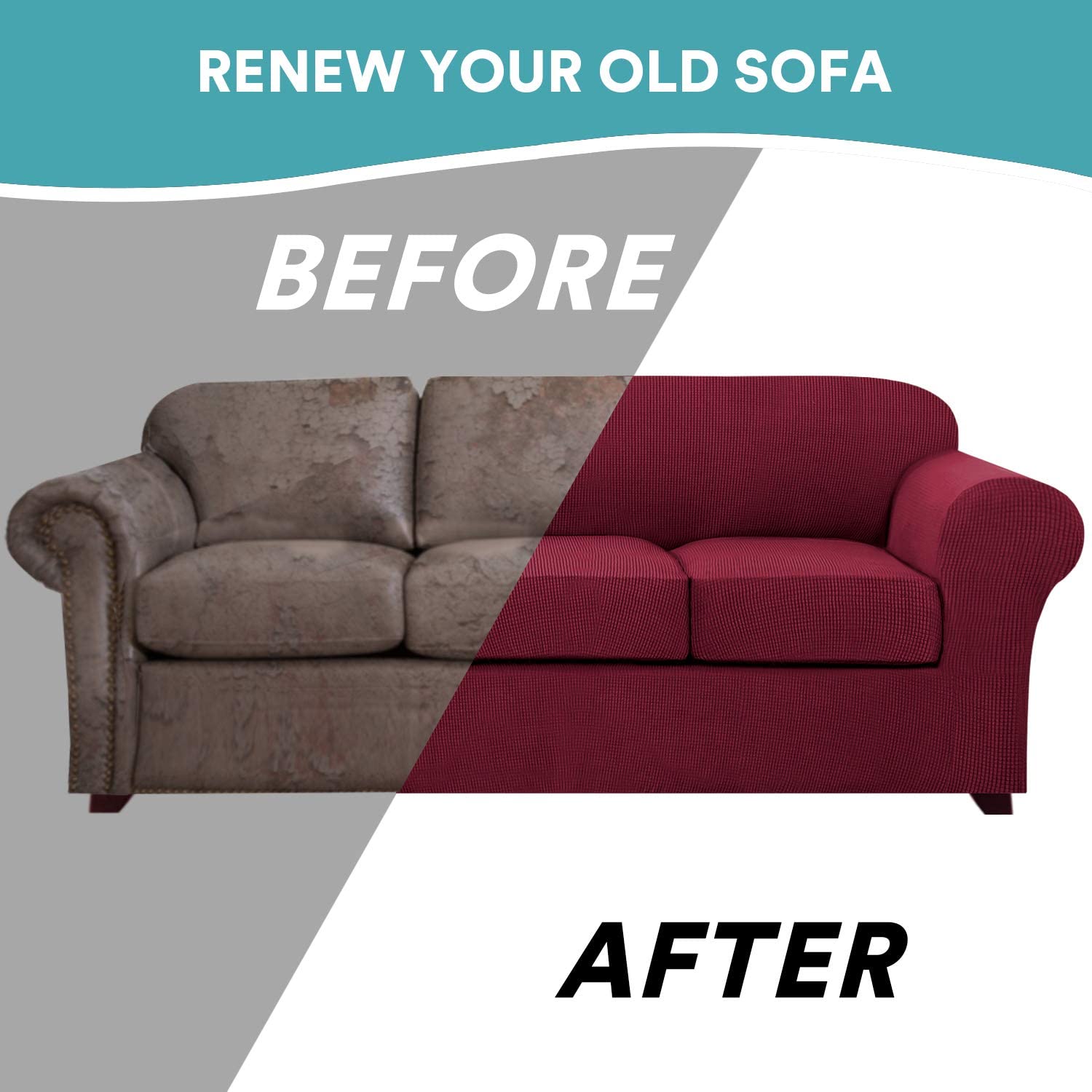 4 Piece Stretch Sofa Covers for 3 Cushion Couch Covers for Living Room Furniture Slipcovers Feature Upgraded Thicker