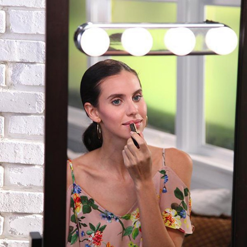 Luces LED de espejo de vanidad Luz de maquillaje súper brillante 4 bombillas LED espejo de cosmética portátil Kit de luz con pilas