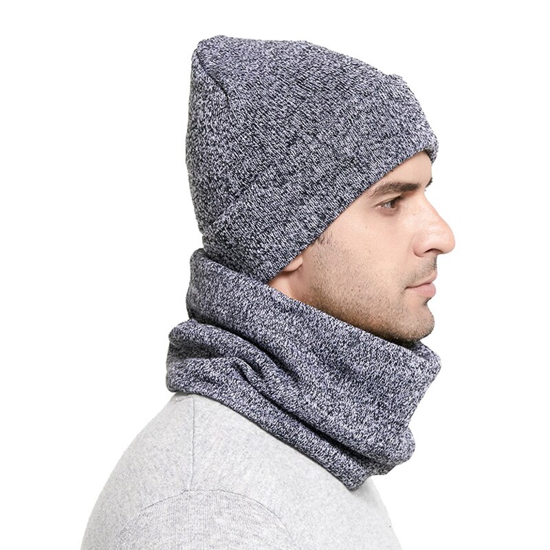 Conjunto sombreros bufandas de invierno para hombre, gorros de punto grueso para mantener el calor, accesorios de invierno, gorro, bufanda, gorra de cobertura gruesa para otoño
