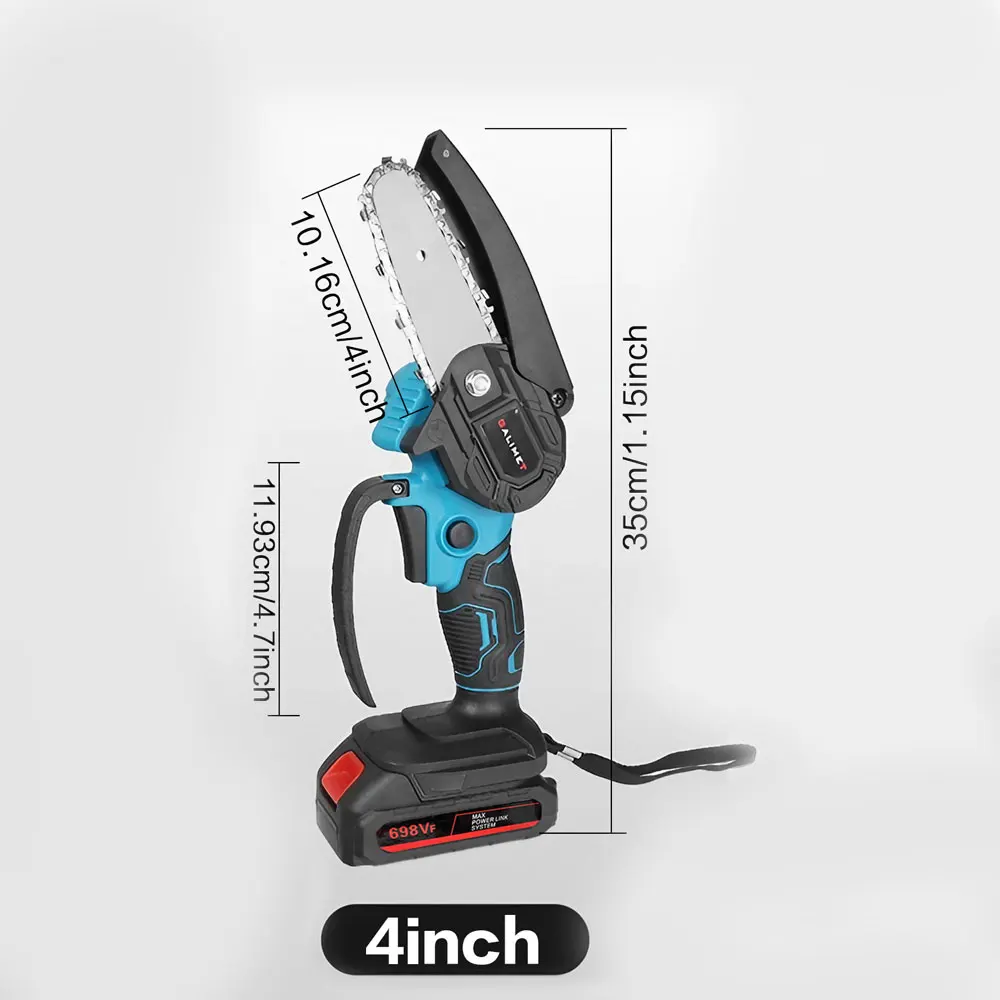 Mini motosierra eléctrica recargable de mano, motosierra de poda para carpintería, herramienta inalámbrica de corte de 4/6 pulgadas: CRIMSON
