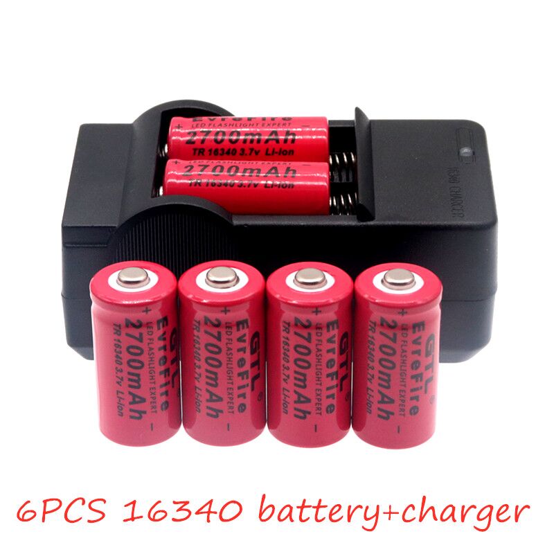 2700Mah Oplaadbare 3.7V Li-Ion 16340 Batterijen CR123A Batterij Led Zaklamp Travel Wall Charger Voor 16340 CR123A Batterij: Rood