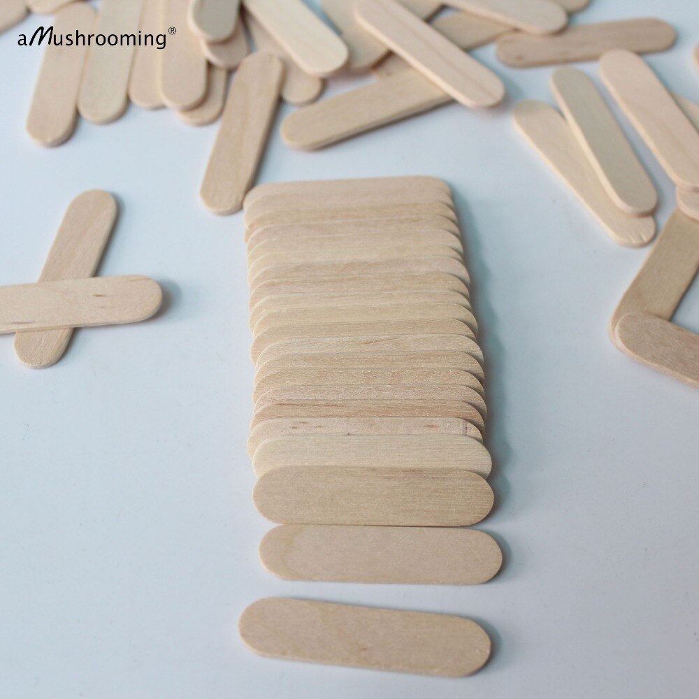 100 simples mini varas de madeira do ofício 1.6 polegadas pequenas varas de pirulito descartáveis pudim sorvete bolo sobremesa colheres pop varas