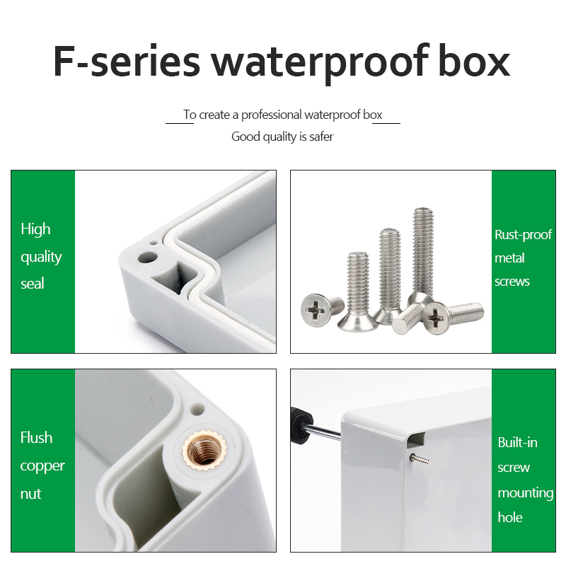 Boîte de jonction étanche ABS de type F, matériau, boîtier en plastique Ip67, coffre-fort électronique pour l'extérieur, boîte de bouton d'alimentation pour moniteur