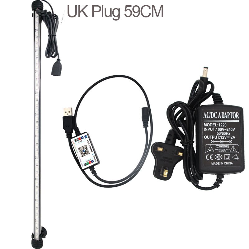 LED Aquarium Lamp For Fish Tank Plant Grow Lights Remote/APP Control Timer Function RGB Lamp For Aquarium LED Lighting 20-60CM: UK PLUG 59CM