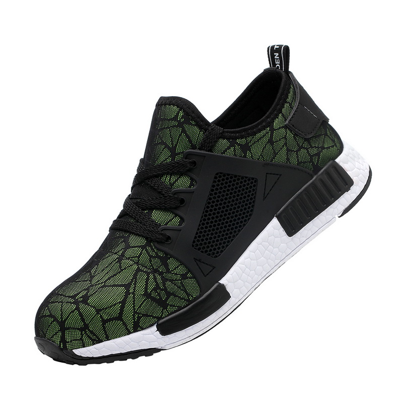 Vertvie stalen neus werkschoenen heren lekvrije lichtgewicht sport antislip casual schoenen ademende beschermende schoenen: Groente / 39