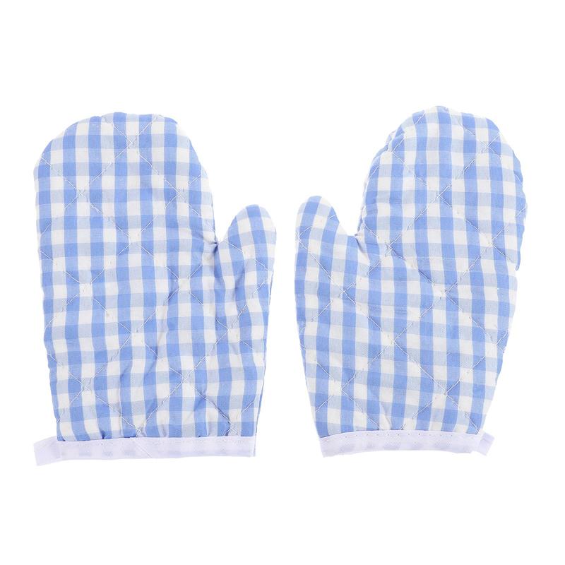 Guantes de cocina resistentes al calor para niños, manoplas de poliéster para microondas, 2 piezas: Azul cielo