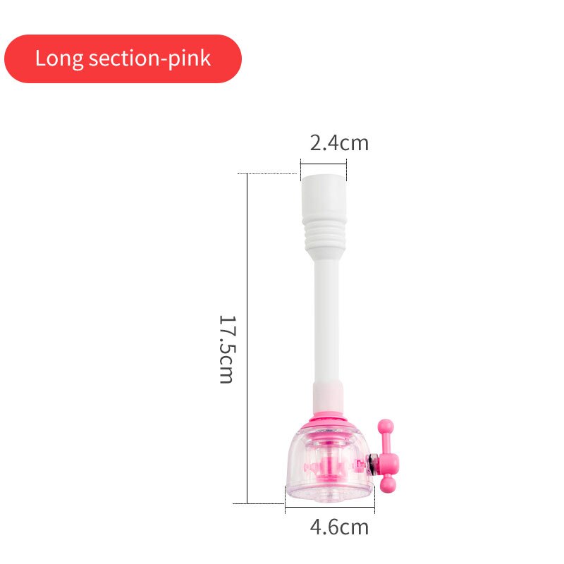 360 Degree Swivel Kitchen Faucet Tubs Bathroom Water Saver Tool Hand Washing Faucet Extender Rotating Faucet Aerator: pink-long