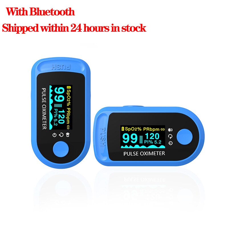 Bluetooth pulsoximeter søvnovervågning blod iltmætningsmåler oximetro de dedo spo 2 pr pi monitor support android ios: Blåt oximeter