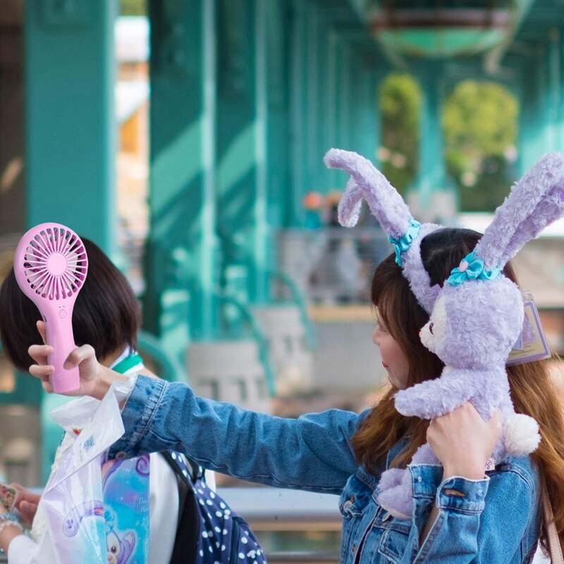 Mini Handheld Fan Battery Powered Rechargeable Battery, Pink