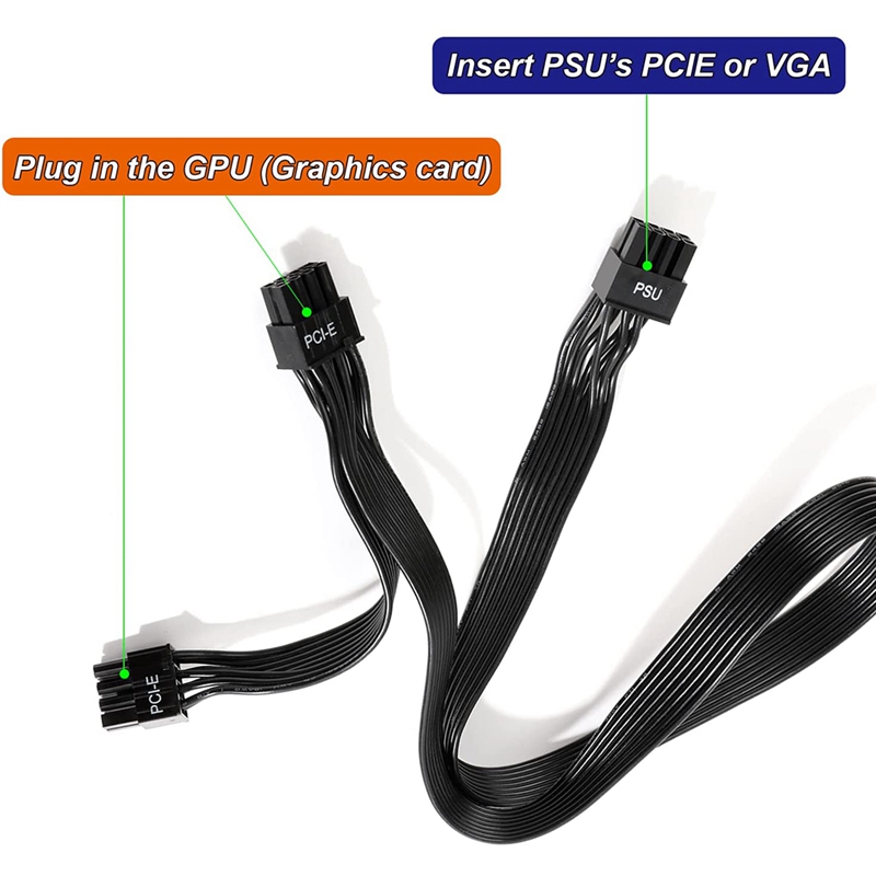 RISE-PSU VGA Male to Dual PCIe 8 (6+2) Pin Male PCIE GPU Power Cable for EVGA G+G2 G3 G5 GA GM B3 B5 T2 Modular Power Supply