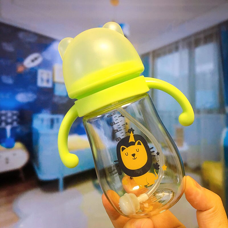 Silicone Pacifier Baby Feeding Bottle Baby Water Bottle Wide Caliber Duckbill Cup Milk High Temperature Resistant PPSU Bottle: Green