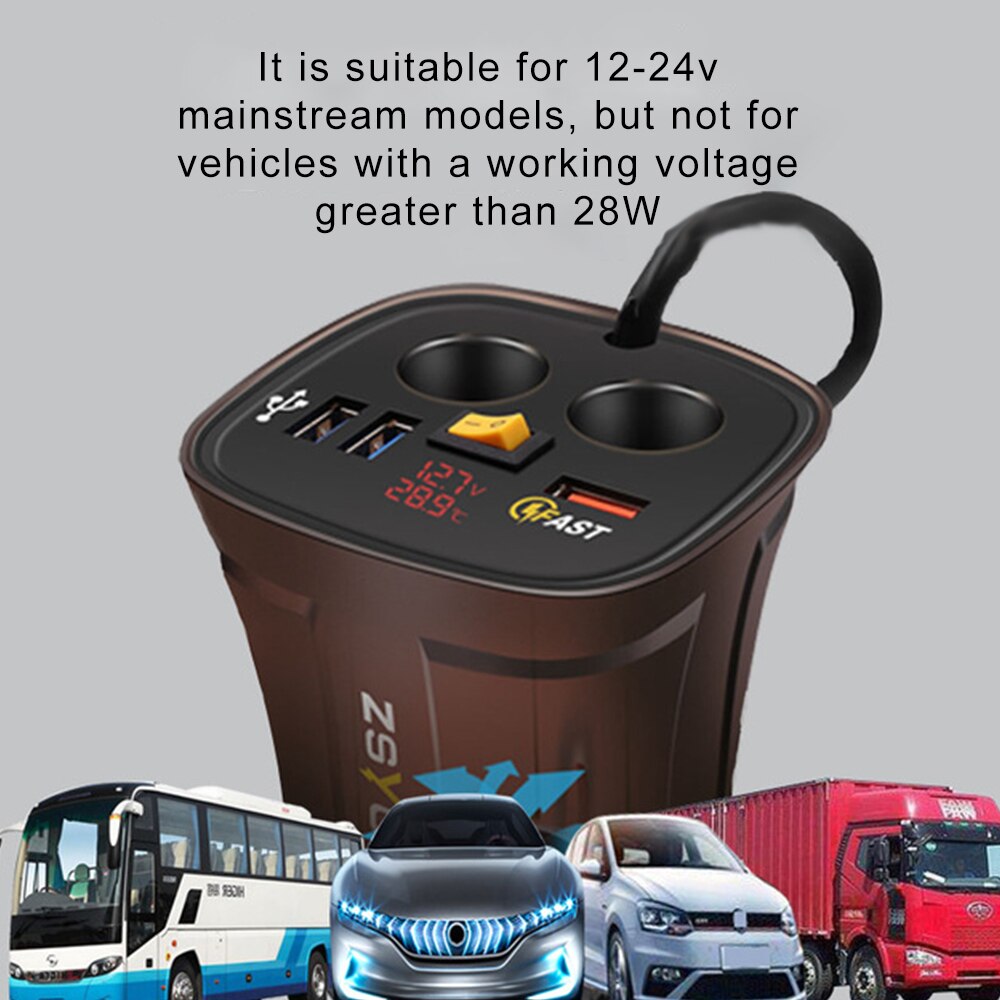 QC3.0 Autolader 3 Usb Een Tot Drie Multifunctionele Aansteker Quick Opladen 60W Power Auto Cup houder Adapter Bcr