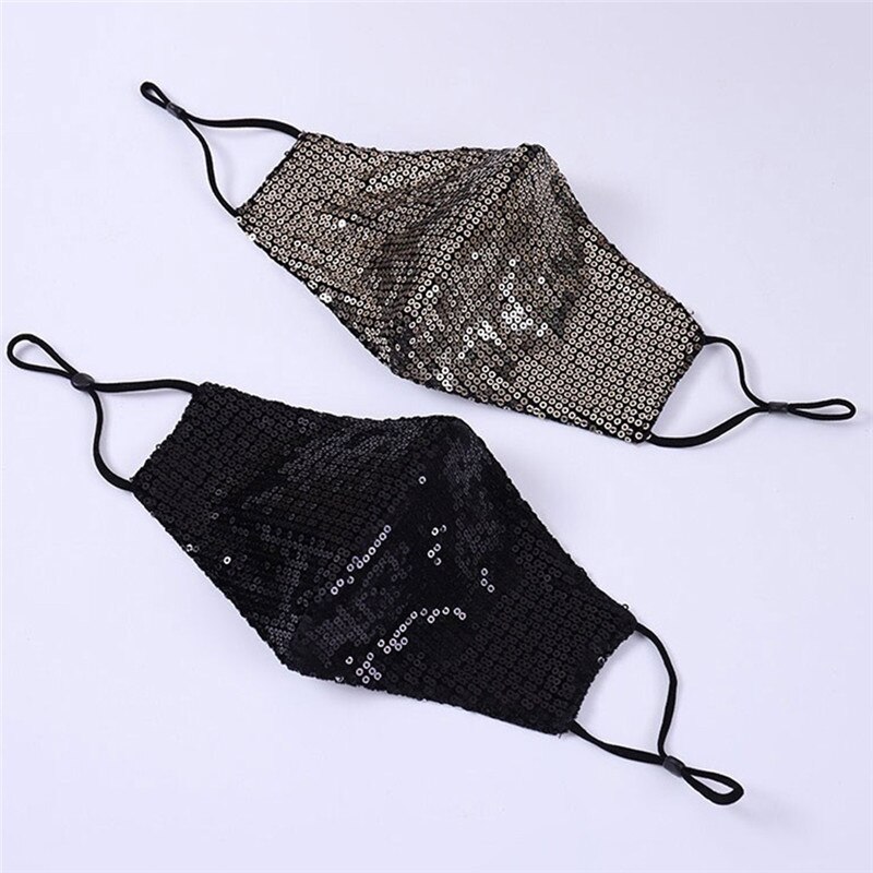 Cubiertas faciales de lentejuelas Unisex, cubierta lavable reutilizable, transpirable, a prueba de polvo, suministros de protección al aire libre