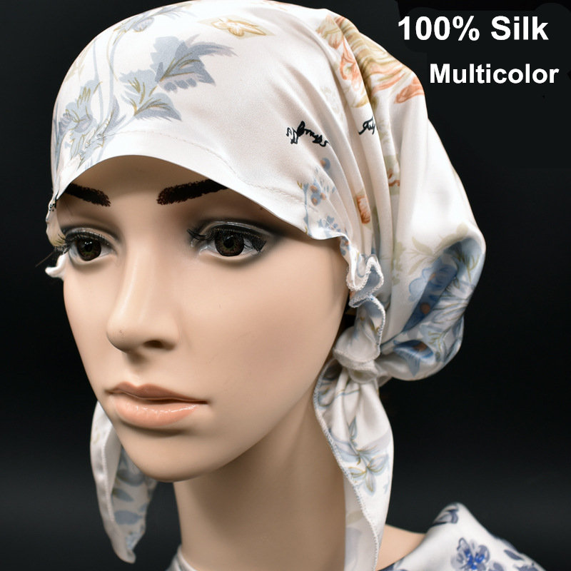 100%  silke nat hætte blød sovende hætte nat wrap hoved cover til hårpleje elastikbånd
