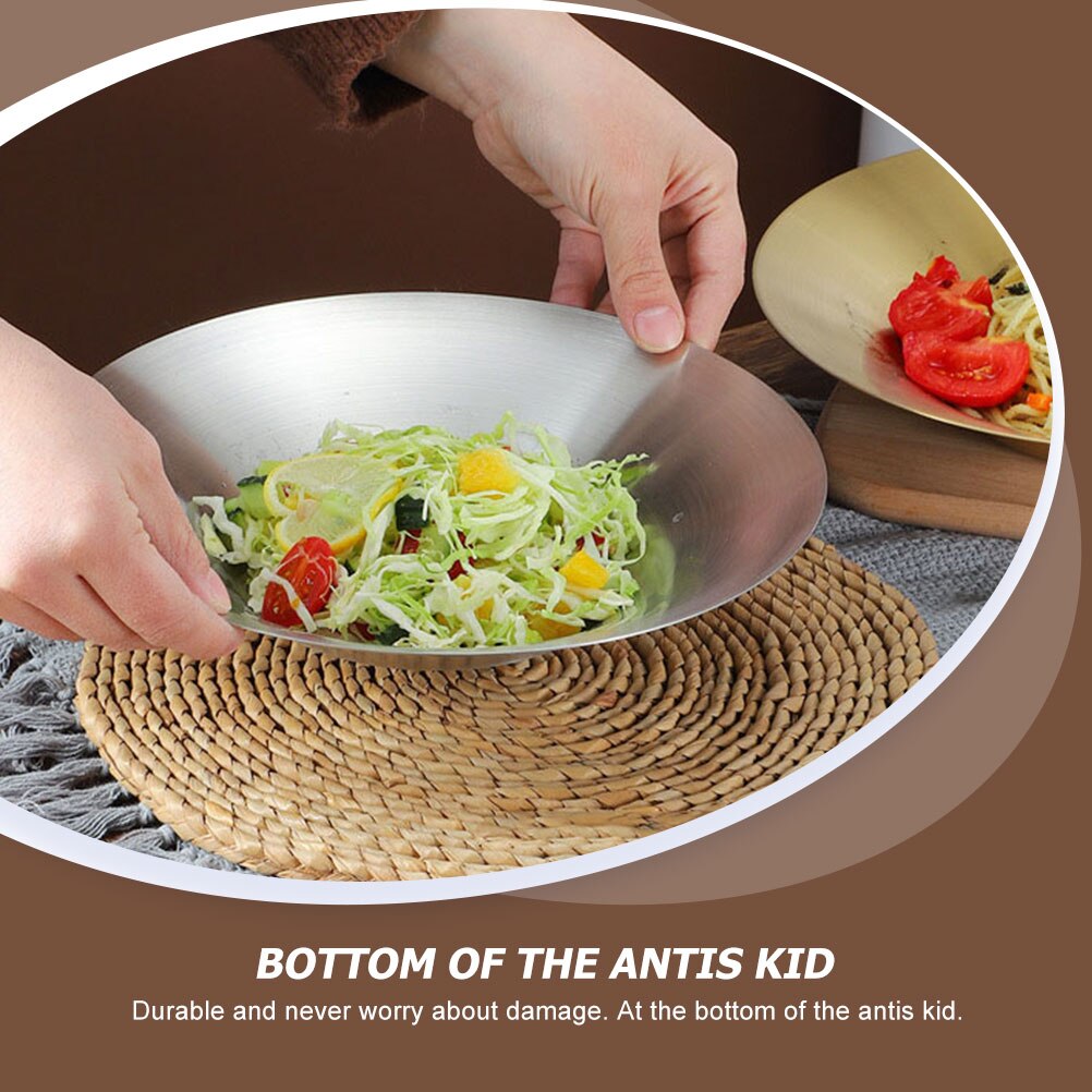 Stainless Steel Plate Korean Style Plate Pasta Plate Double Layers Dinner Plate