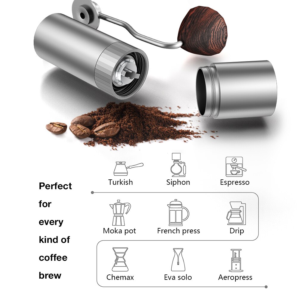Coffee Grinder Mini Stainless Steel Burr-CNC Hand Manual Coffee Grinder Bean Machine Burr Grinders Mill Kitchen Coffee Machine