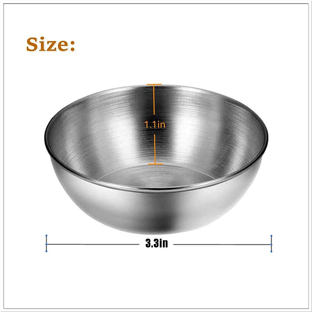 6Pcs 3.3in Stainless Steel Small Serving Bowls Sauce Dishes Round Sushi Dipping Bowl Seasoning Dish Appetizer Plates Metal Ramek