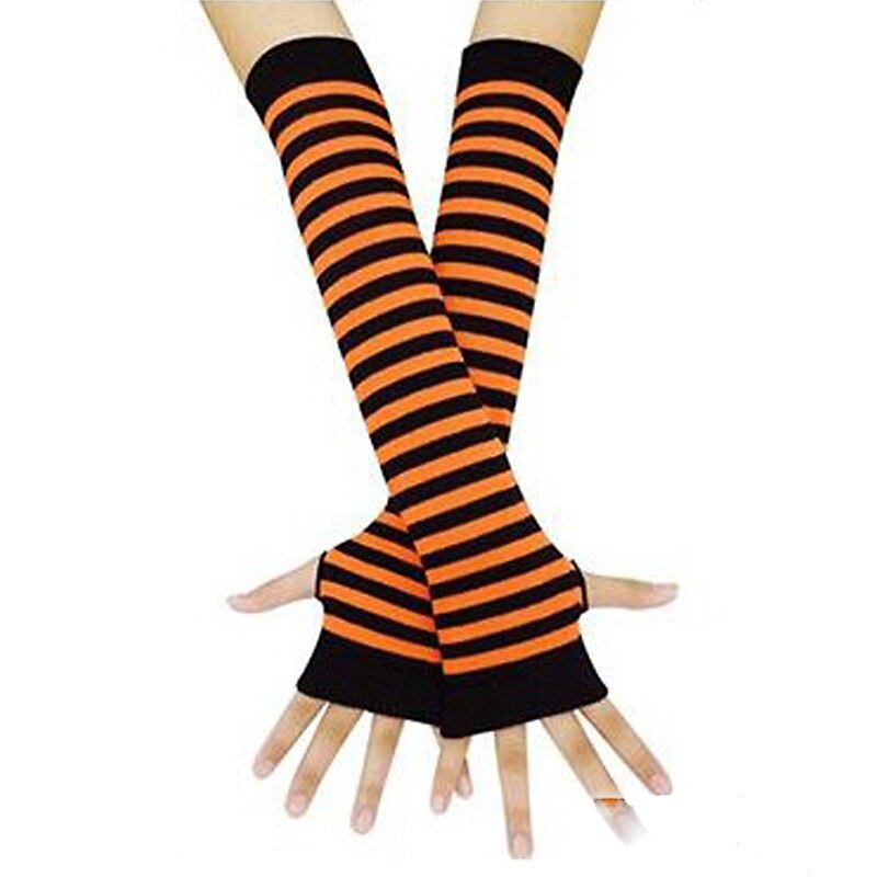 Summer Women Men stripe Print Wrist Arm Warmer Thin Stretchy Summer Sun Protect Long Arm Warmer Elbow Gloves Sleeves