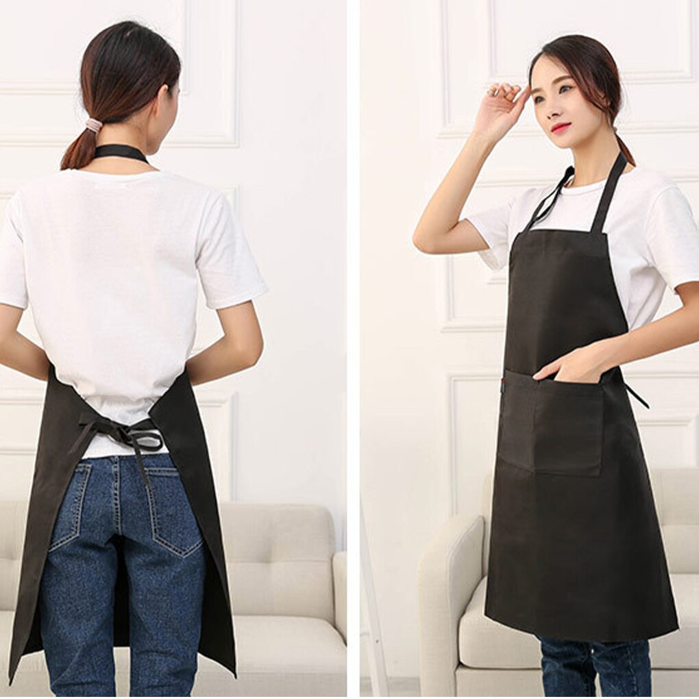 2pcs Unisex Work Apron For Men Black Apron Bib Adjustable Cooking Kitchen Restaurant Aprons For Woman With Pockets