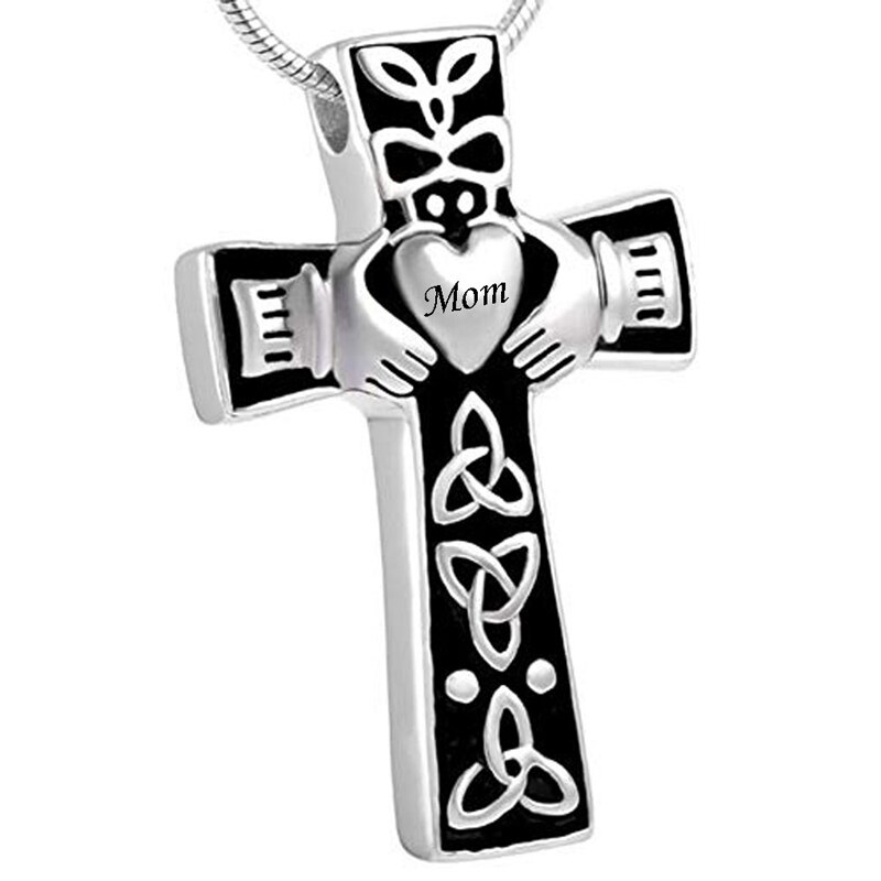 Cremazione Urna Collana Viene Fornito Con Le Ceneri del Cuore Dei Monili di Angelo Ala E Nati Memorial Pendente Per La Mamma: Mom-Cross