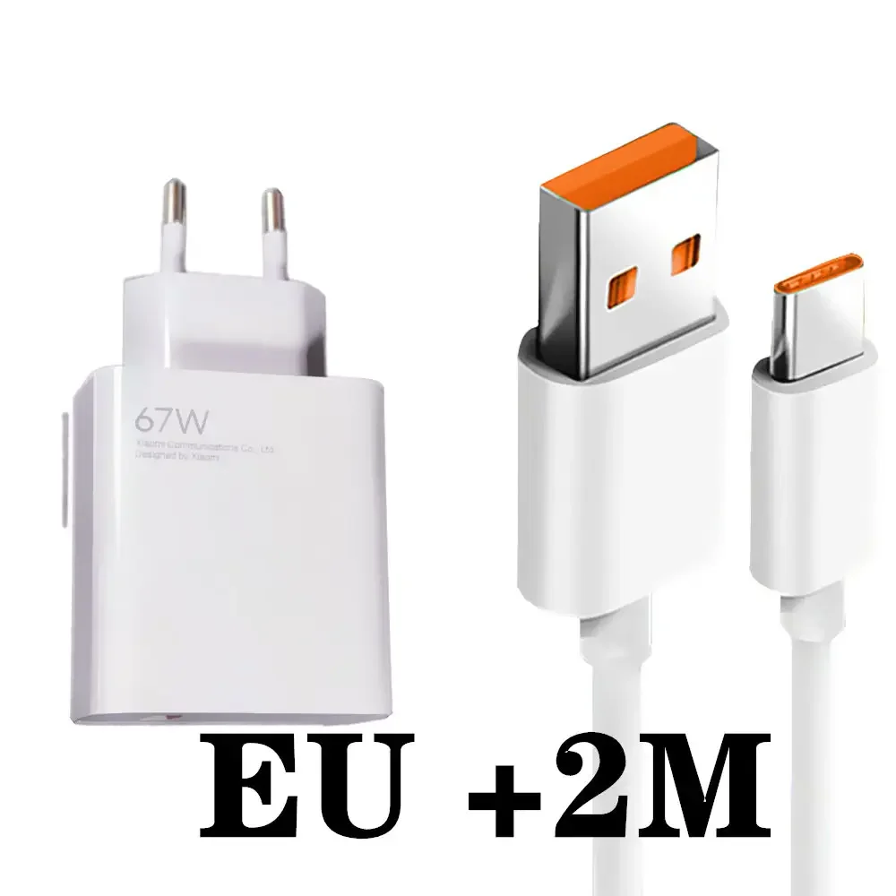 Xiaomi Mi 67W Wall Charger Original 67 Watt Carregador Adapter EU US Redmi K50 Poco Blackshark 3 Pro Mi 12 11 Ultra Type C Cable: RSA