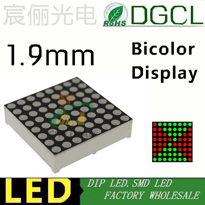 10 stks 1.9mm 8x8 Rood groen Bicolor 20*20 LED Dot Matrix Display Gemeenschappelijke ANODE semi-outdoor digitale buis