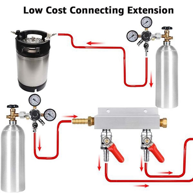 CO2 Air Distribution Manifold Splitter Draft Beer Barrel With Check Valve Homemade Beer Brewing Tool
