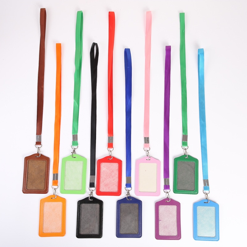 Work Card Holders With Lanyard PU Bank Card Name Credit Card Holders Card Bus ID Holders Identity Badge With Neck Strap