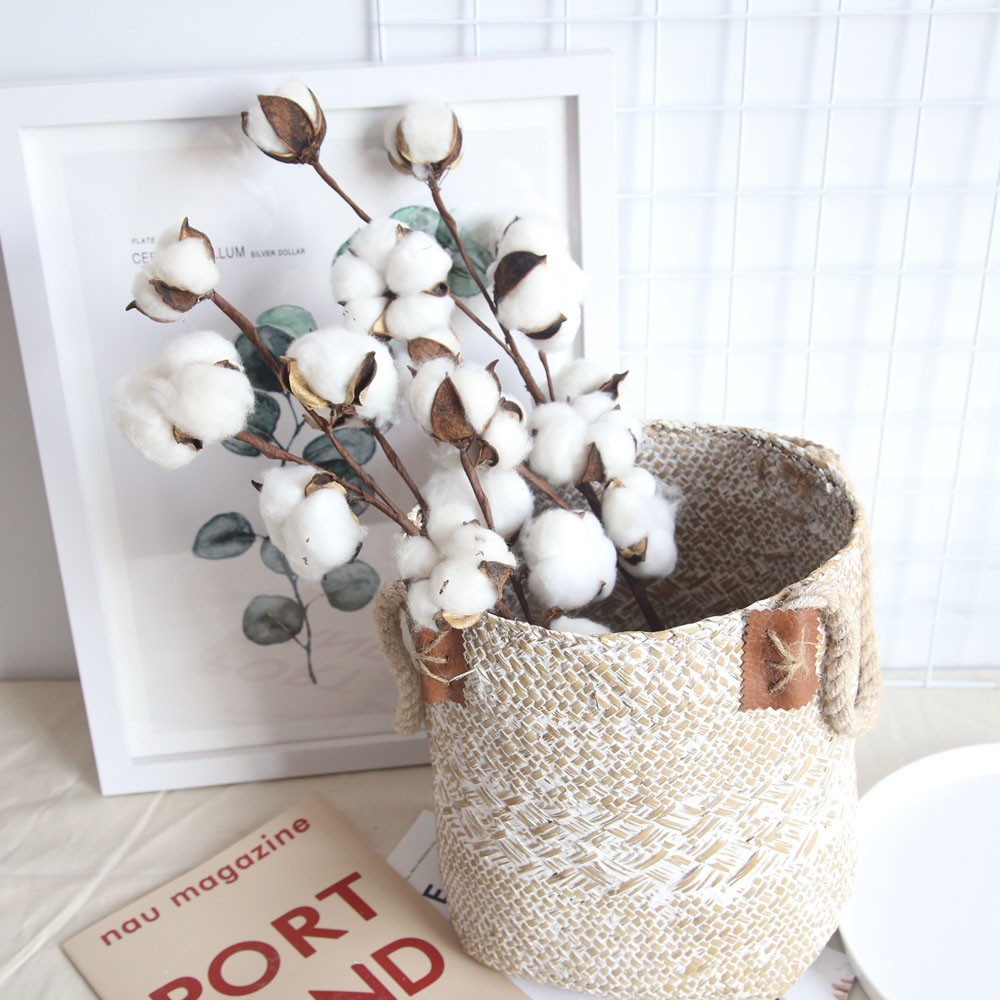 Branche de fleur artificielle en coton naturel, 1 pièce, pour décoration de mariage, noël, couronne faite à la main, fleur de Kapok, fournitures de décoration pour la maison