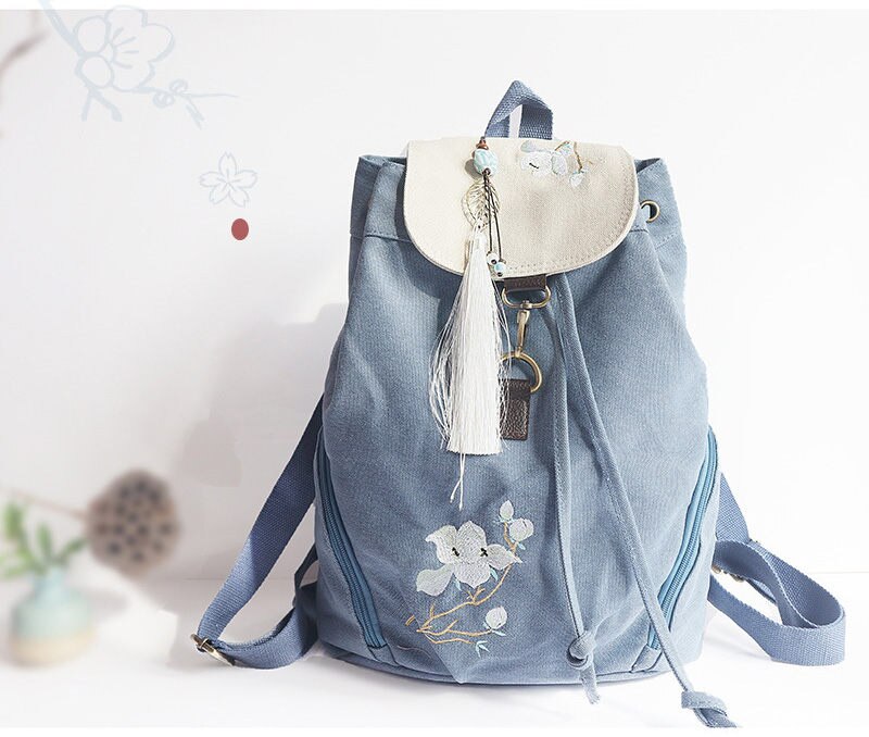 Mochila de lona feminina, mochila escolar casual para mulheres, com flores, bolsa de grande capacidade, para laptop: 05