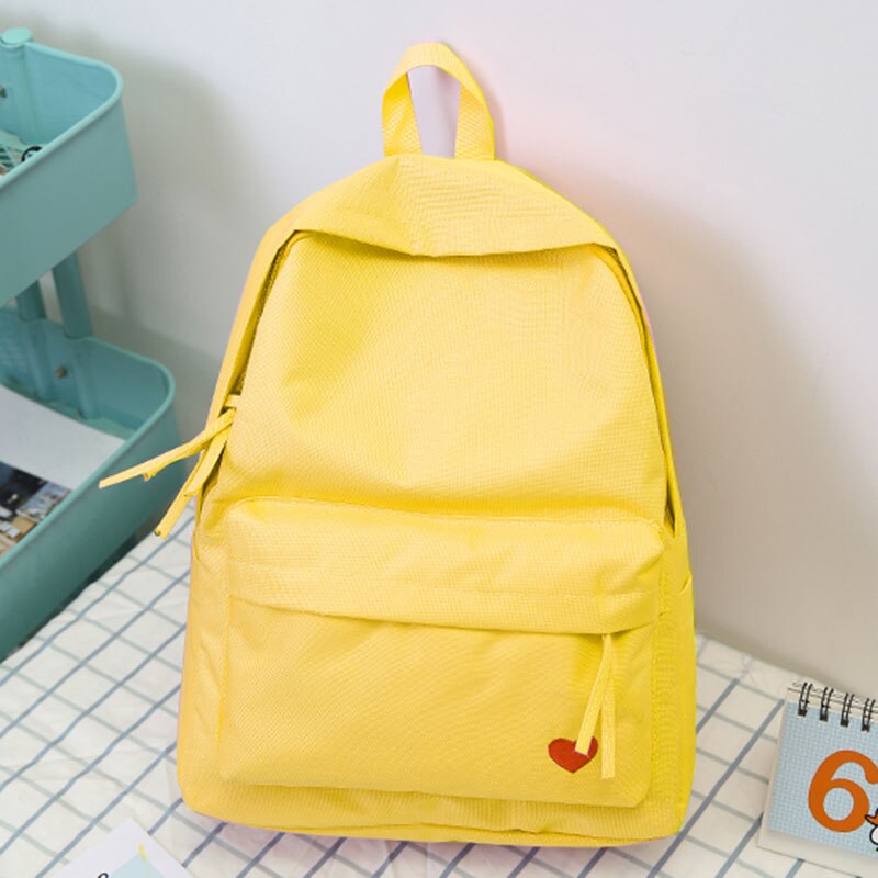 Korean High School Student Schoolbag Female Black Yellow Canvas Backpack for Girls Bolsas Mochilas Femininas Back Bag: YELLOW