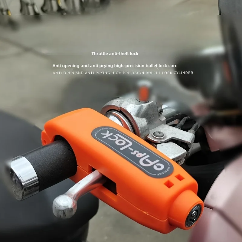 Cerradura para manillar de motocicleta, vehículo eléctrico, Scooter, bicicleta, seguro, antirrobo, acelerador, bloqueo de freno, accesorios para motocicleta: Naranja