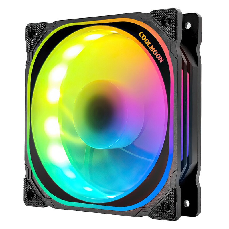 Coolmoon Cooling Fan 12cm RGB Computer Case Cooling Fan Color Change LED Chassis Fan PC Computer Case Cooler